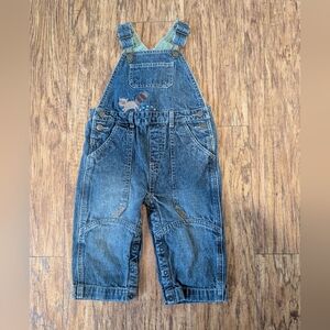 Gymboree Outdoor Whimsy Denim Overalls With‎ Raccoon Embroidered Detail